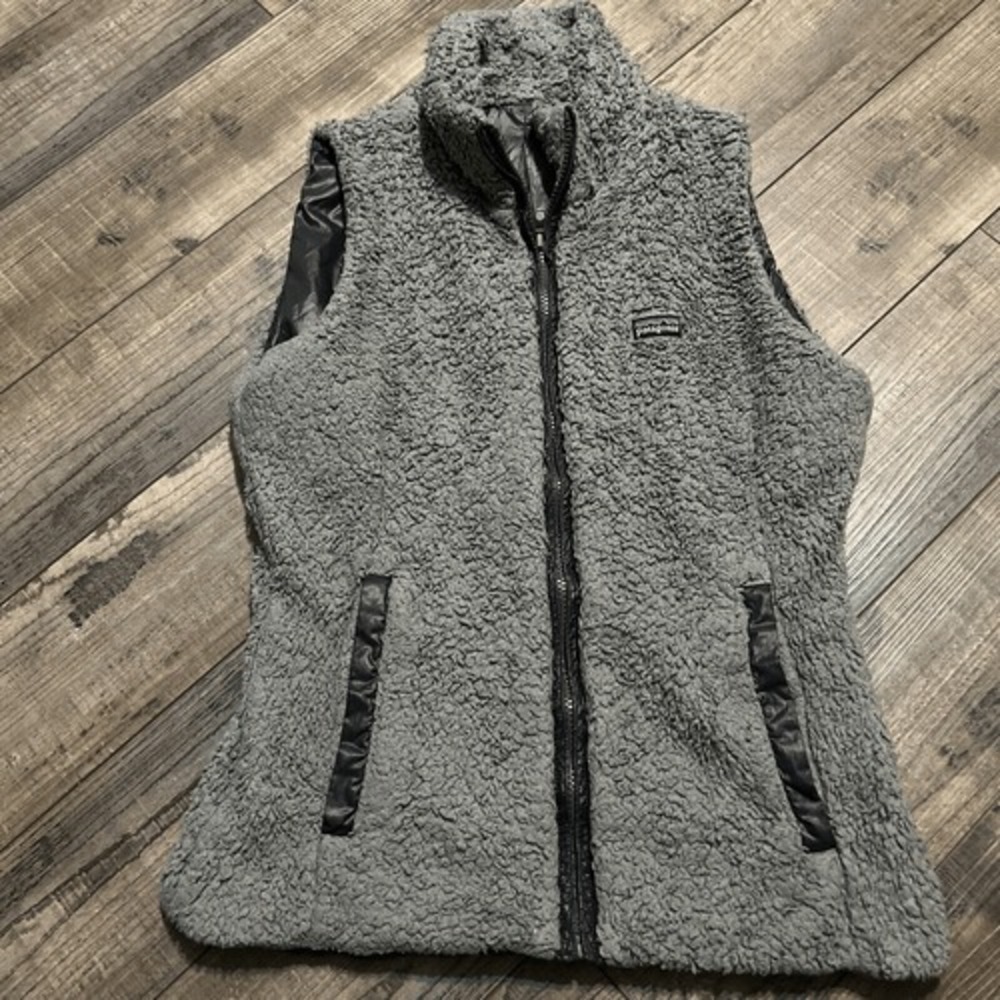 Patagonia Los Lobos Reversible Vest Women Small Gray  Deep Pile Pockets Pls